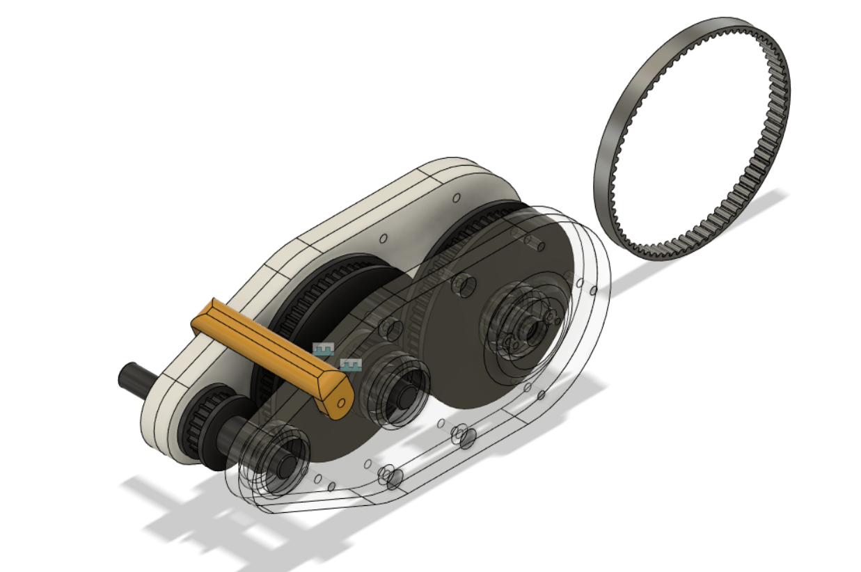 CAD of the belted gearbox design