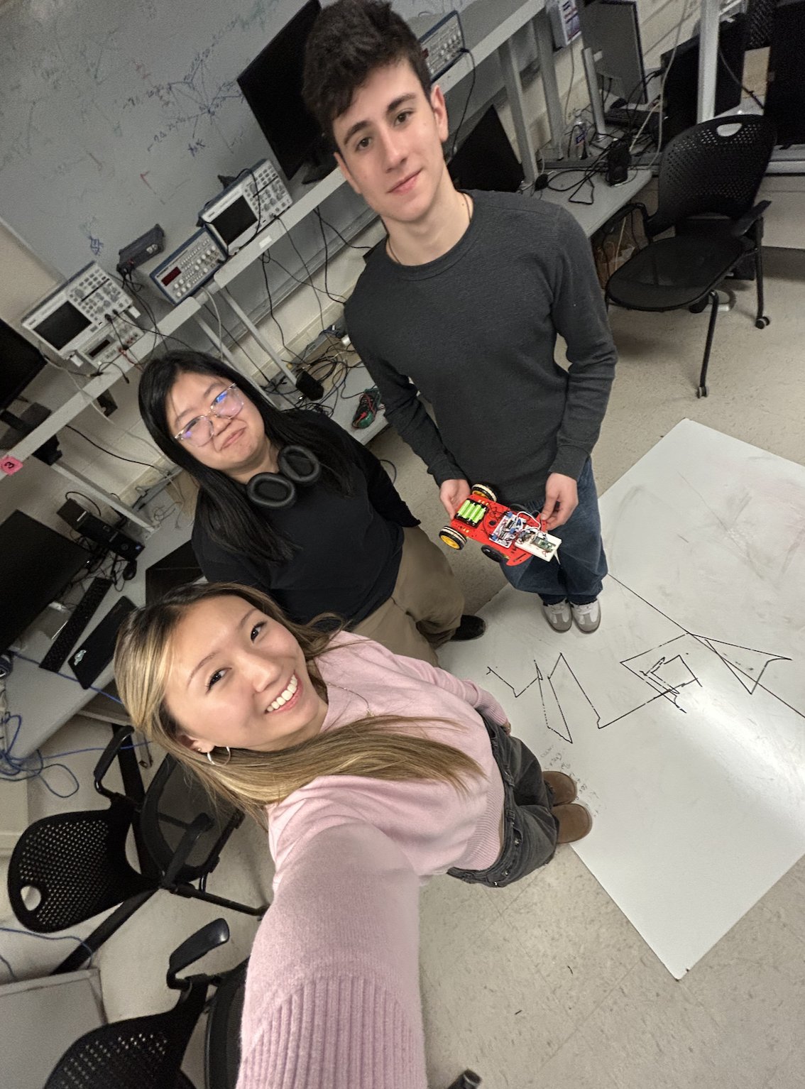 Team selfie with the car