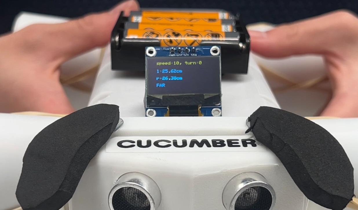 OLED display in follow mode (far)