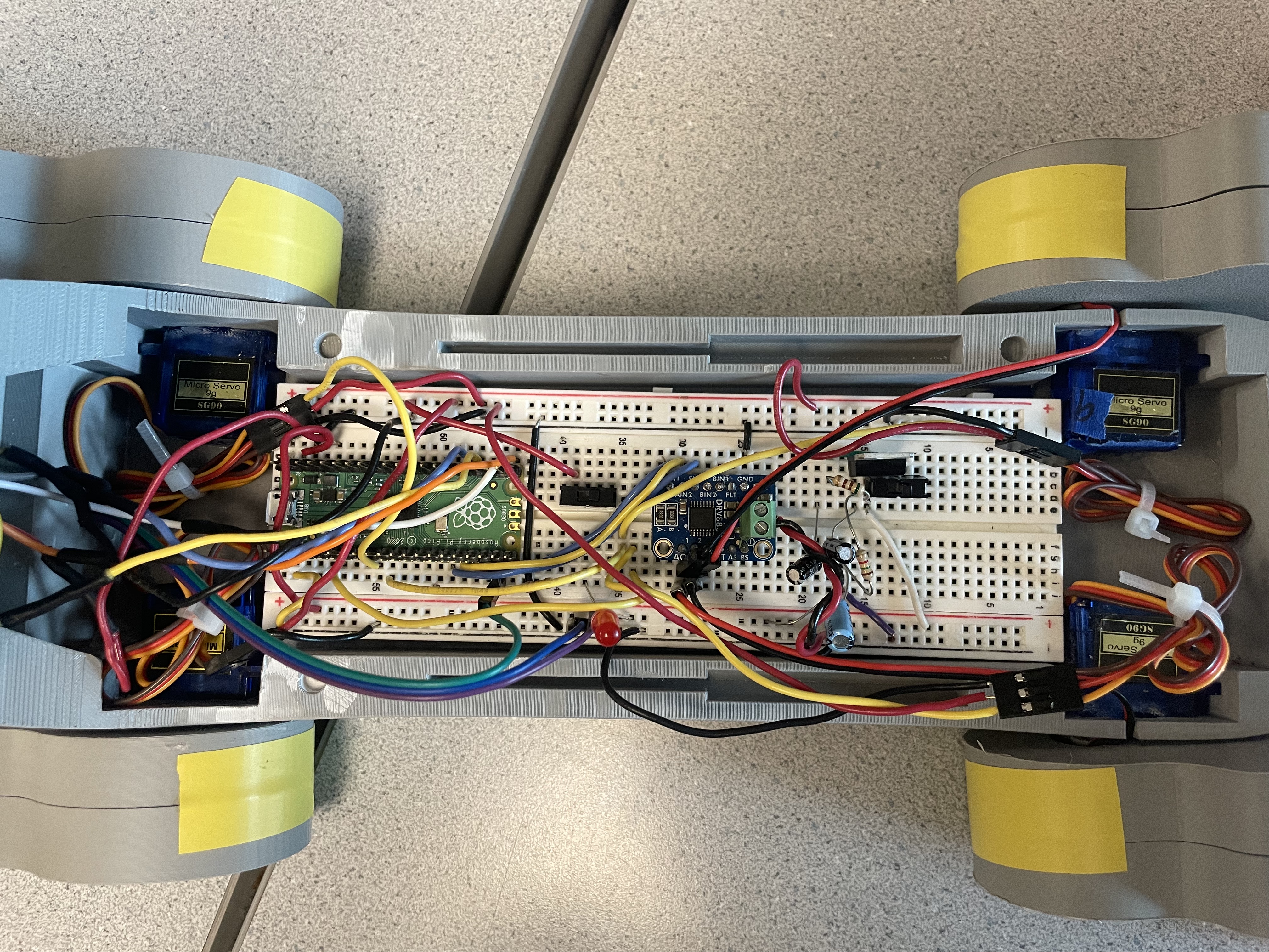 A Picture of the Breadboard with Most Electrical Components