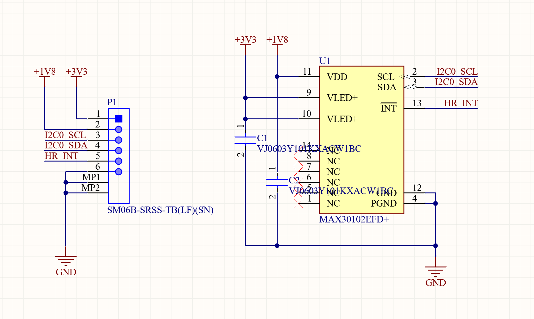 Smartwatch Heart Rate Board Schematic