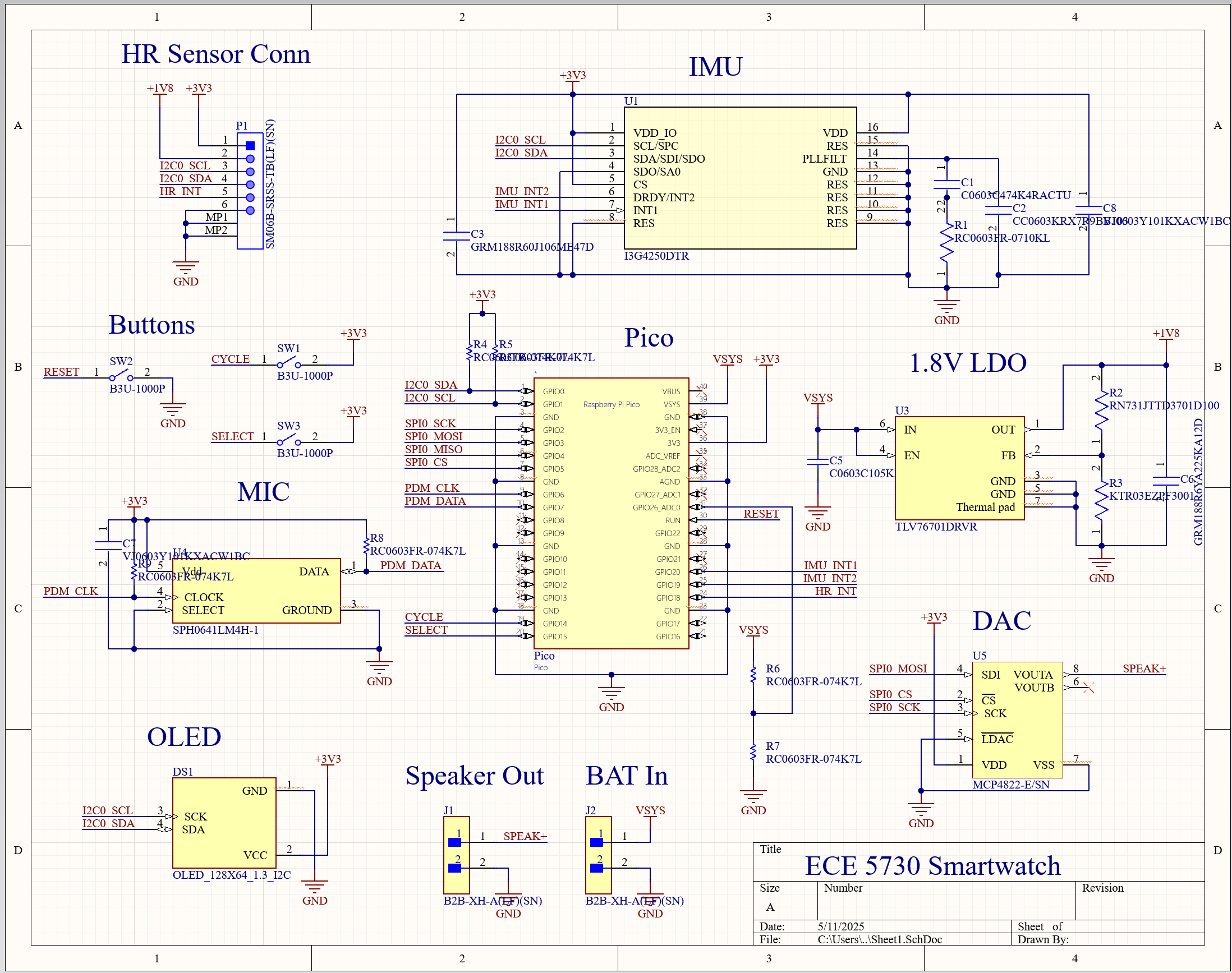 Smartwatch Main Board Schematic